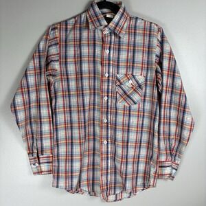 Vintage Levi's Orange Batwing‎ Multicolor Plaid Button Front Long Sleeve Shirt